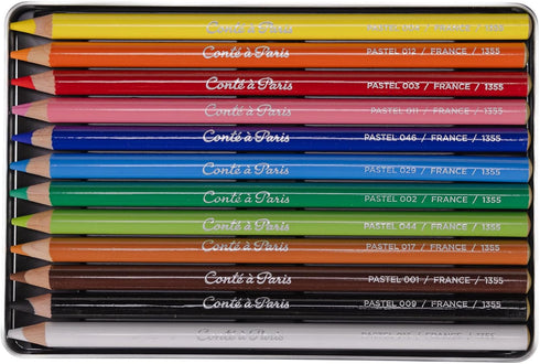 Conté à Paris Pastel Pencils with 12 Assorted Colors, Black...