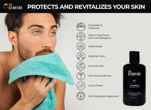 Mr. Radiant Daily Face Wash | Deep Cleans Exfoliates and Prevents Breakouts | Men's Hydrating and Moisturizing Skincare| Facial Cleanser Removes D...