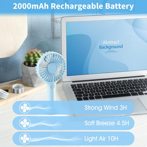 Mini Handheld Fan Portable, Small Portable Hand Held Fan with USB Rechargeable Battery, 3 Speed Personal Desk Table Fan with Base, Makeup Eyelash ...