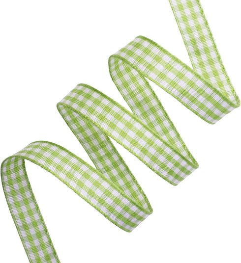IDONGCAI Gingham Ribbon 3/8" x 50Yards Checkered Plaid Lace Ribbon for Crafts Gift Wrapping (Green)...