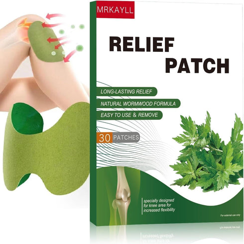 30Pcs Knee Patches, Knee Relief Patch, Natural Knee Patches, Long Lasting of Wormwood Knee Patch for Knee, Back, Neck, Shoulder., Green...