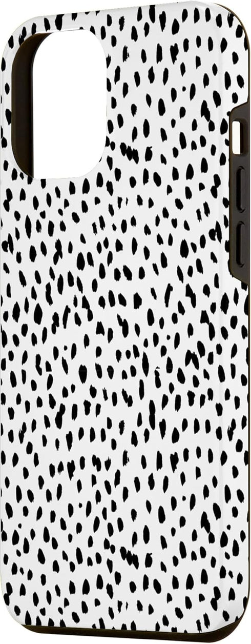 iPhone 12 Pro Max Dalmatian Animal Print Black And White Black White Case...