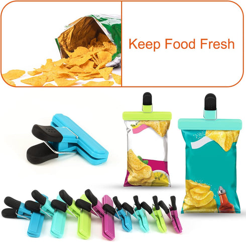 TACGEA Chip Clips, 8 Pack Food Clips, Upgrade Wide Open Bag Clips for Food Storage with Air Tight Seal Grip (4 x L, 4 x S)...