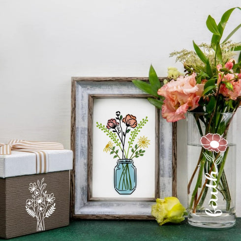 20 Flower Stencils for Painting Wildflower Reusable Stencil Large Floral Bouquet Template Paint Stencils for Painting on Wood Burning Wall Home Si...