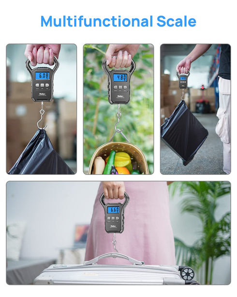 Fish Scale, Meilen 110lb/50kg Luggage Scale Hanging Scale Fishing Scale with Backlit LCD Display, Luggage Scales for Suitcase with Large Handle, D...