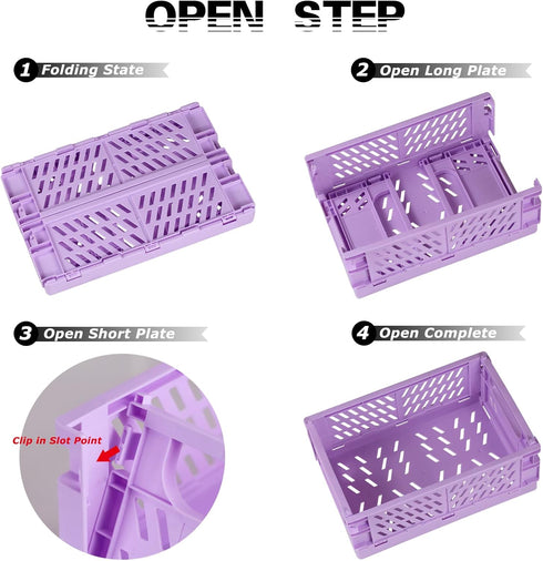 2-Pack Mini Foldable Plastic Baskets for Organizing and Storage, Collapsible Storage Crate for Home Kitchen Bedroom Bathroom Office (9.8x6.5x3.8, ...