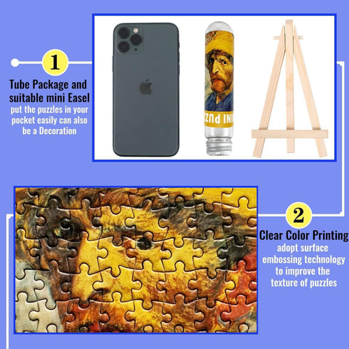 Small Jigsaw Puzzles for Adults 150 Pieces Mini Jigsaw Puzzles Oil Painting Mini Puzzles Tiny Jigsaw Puzzles 6 x 4 Inches,3 Pcs,Mini Easel Include...