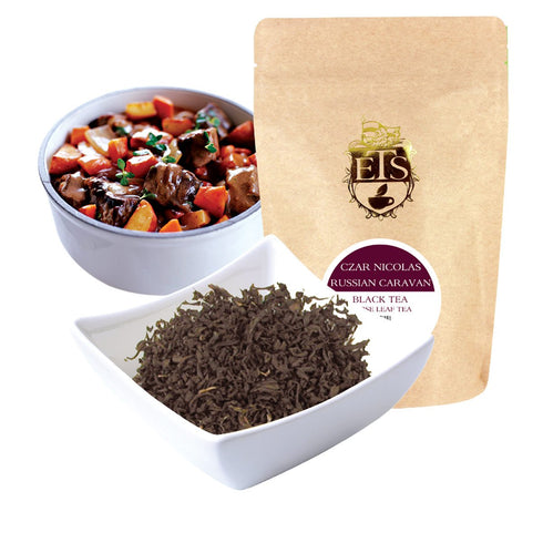 English Tea Store Czar Nicolas Russian Caravan Tea Pouches - 4oz | Loose Leaf Black Tea Blend | Smoky Toasted Lapsang Souchong Notes | Historic Sp...
