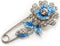 Silver Tone Crystal Rose Safety Pin Brooch (Blue)...
