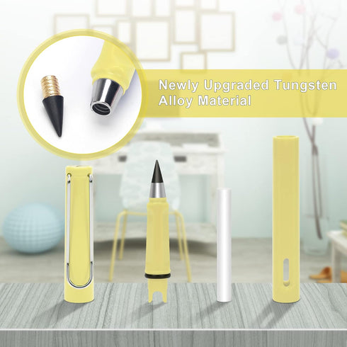 3+8Pcs Everlasting Pencil, Everlasting Pencil Inkless Pen Everlasting Reusable Unlimited Writing Pencils Metal Inkless Writing Pens With 8Pcs Pen ...