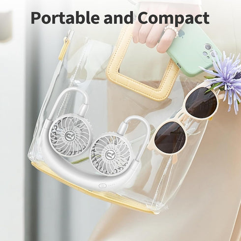 Portable Neck Fan, Battery powered Rechargeable Fan,Hand Free Personal Fan, Adjustable, Wearable Fan for Travel Sport Work Women Kids (White)...