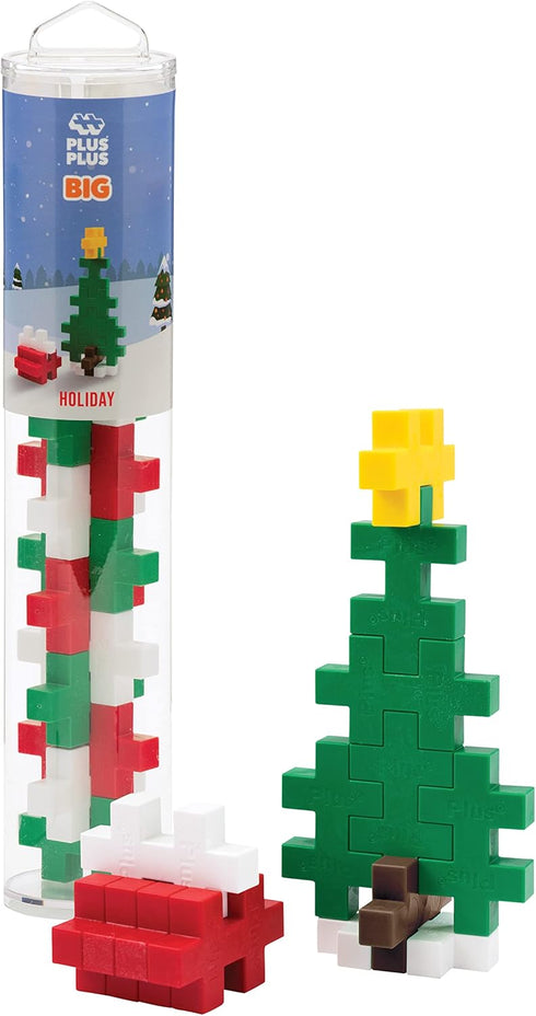 PLUS PLUS Big - Instructed Tube - 15 Piece Holiday Mix - Construction Building STEM/STEAM Toy, Interlocking Large Puzzle Blocks for Toddlers and P...