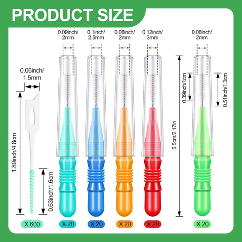 700 Pieces Interdental Brush Set Included 100 Braces Brush Between Teeth 600 Toothpick Toothpicks Tooth Floss for Cleaner Toothpick Tooth Flossing...