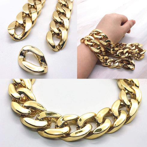 Markeny Men's Chunky Necklace, Rapper Fake Gold Chain 90s Hip Hop Fake Gold Necklace Costume Accessory (27.5 Inches*1.37inches)...