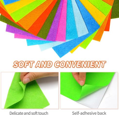 Eppingwin 20 PCS Multi-colored Felt, Soft Felt Sheets, 7"x11.3" Felt Fabric Sheets, Rectangle Felt Sheets with Adhesive Backing,Felt for Crafts...