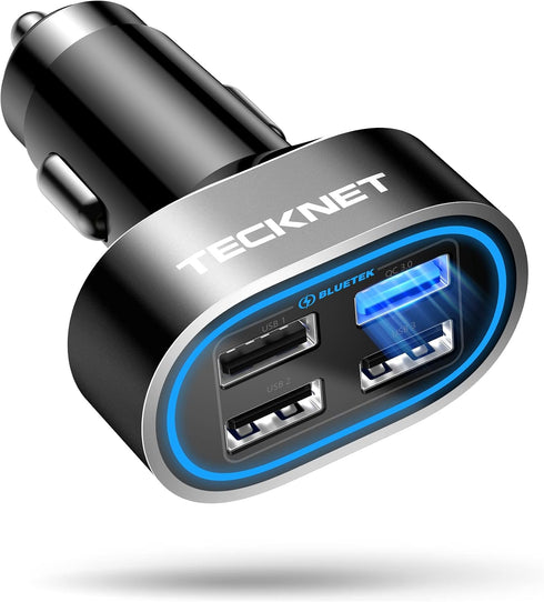 TECKNET USB Car Charger 54W 4-Port Car Phone Charger Adapter QC 3.0 Port Cigarette Lighter Charger Fast Charging Adapter Compatible with iPhone 15...