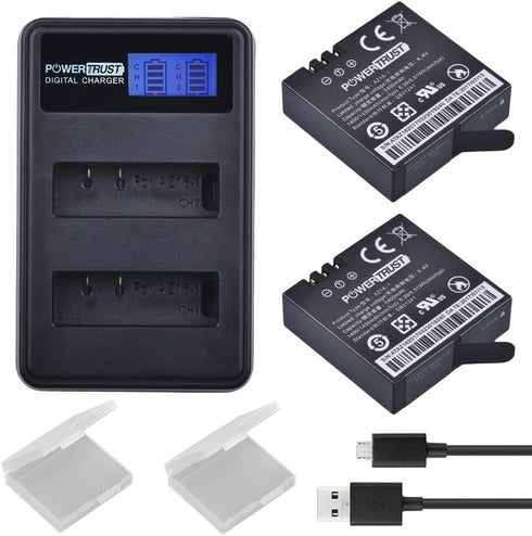 2-Pack AZ16-1 Replacement Battery and LCD Dual USB Charger for XiaoYi YI 4K,YI 4K+ and YI Lite Sport Cameras...