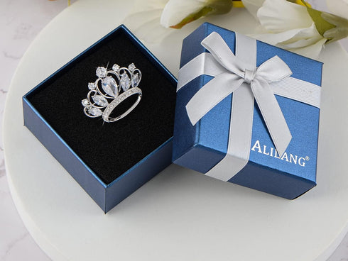 Alilang Women's Shiny Crown Clear Cubic Zirconnia Gold Plated Brooch Pin...