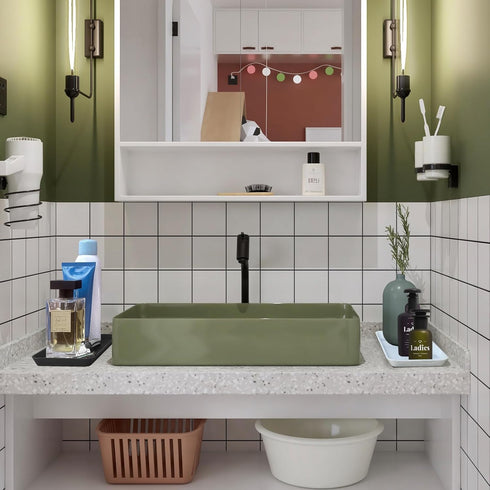 Countertop Vanity Tray, Bathroom Silicone Shatterproof Tray, Soap and Sponge Holder for Kitchen Sink Toilet Tank Tray, Bathroom Trays for Counter,...
