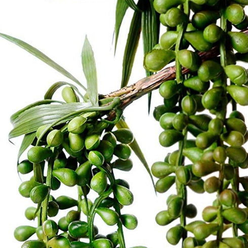 FLIPPED 3 Pack Artificial Plant Succulent Plants Hanging String Pearls Plant Fake Lover Tears Plants ((Green&13.7 in)...