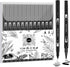 Black Drawing Pens, 12 Pack Felt Tip Markers for Adults and Kids, Dual Tip Brush Fineliners Pens for Art Drawing Sketching...