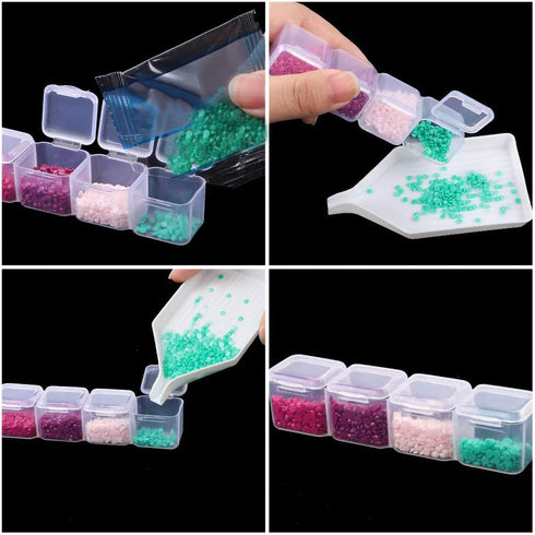3 Pack 28 Grids Clear Plastic Organizer Box Plastic Jewelry Box Movable Dividers Earring Storage Containers Diamond Painting Storage Case for Cros...