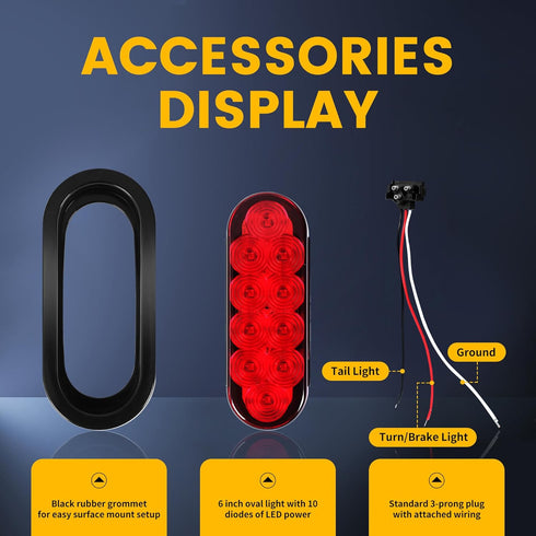 MAXXHAUL 80684 6" LED Submersible Oval LED Stop/Turn Trailer Tail Light, 2 Pack...