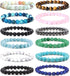12Pcs Natural Stone Beaded Bracelets for Women Men Semi-Precious Gemstones Bracelets Crystal Beaded Bracelet Unisex Adjustable Stretch Bracelets 8...