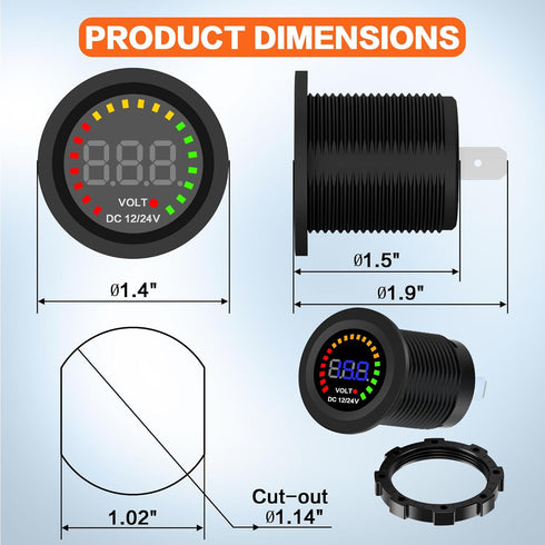 IZTOSS 12 V-24 V Universal LED Display Digital Voltmeter Measure Voltage 7-28 V with Low Voltage Alarm Car Motorcycle Auto Truck...