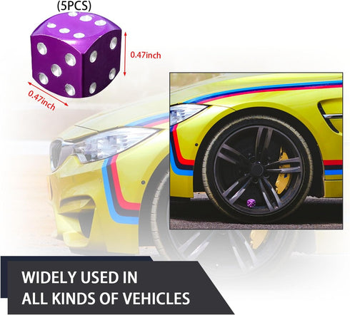 5 PCS Dice Style Tire Valve Stem Caps, Aluminum Dice Car Valve Stem Covers, Leakproof Auto Tire Dust Caps, Universal Vehicle Exterior Accessories ...