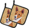 Caroline's Treasures SC9124PTHD Basenji Wipe Your Paws Pair of Pot Holders Kitchen Heat Resistant Pot Holders Sets Oven Hot Pads for Cooking Bakin...