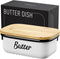 White Butter Dish with Lid for Countertop & Refrigerator - Unbreakable Metal Butter Keeper, Large Butter Container for Fridge, Butter Holder, Butt...