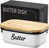 White Butter Dish with Lid for Countertop & Refrigerator - Unbreakable Metal Butter Keeper, Large Butter Container for Fridge, Butter Holder, Butt...