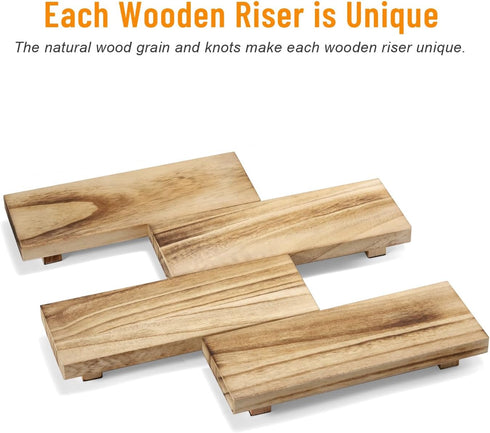 Paulownia Wood Riser for Home Decor, Small Plant Stands, Decorative Wood Risers, Wood Pedestal Stand, Rustic Wooden Trays for Kitchen Counters (10...
