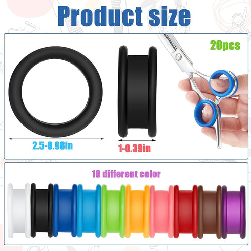 20 Pieces Scissors Finger Rings Silicone Pet Shears Finger Rings rubber finger dog hair scissors for Grooming Scissors Pet Hair Shears...