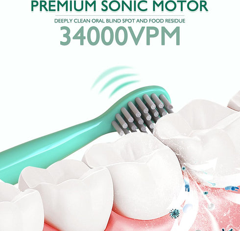 Kids Sonic Electric Toothbrush, Rechargeable Smart Toothbrush for Children Toothbrush for Toddlers Age 3-12 with 30s Reminder, 2 Mins Timer, 6 Mod...