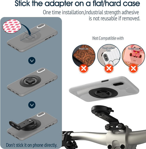 Quick-Release Mountain Bike Phone Mount, Out-Front Bicycle Phone Mount for Bike Mtb Road Bike Stem, Aluminum Bike Phone Holder with Adhesive Adapt...