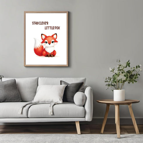 Posterizer 1 pcs-stay clever little fox-cute fox-Kids Room Art-Motivational & Inspirational Art-decor for nursery toddlers kids room- UNFRAMED Wal...