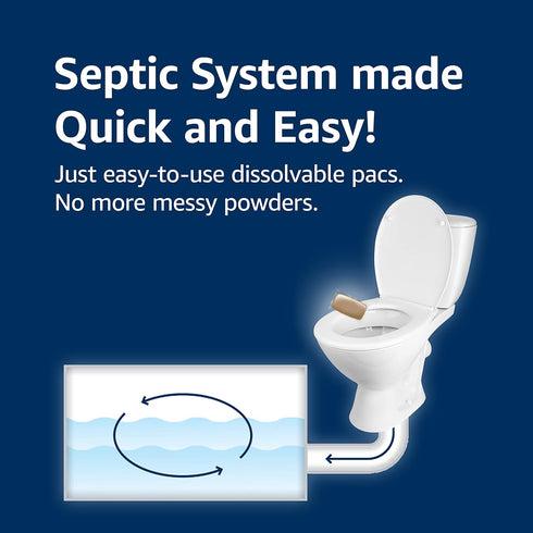 Amazon Basics Septic Treatment Pouch, Unscented, 0.63 oz (Pack of 3), 3 Month Supply, 1.9 oz...