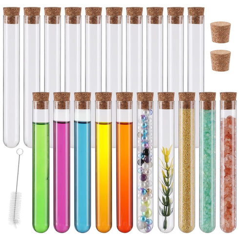 15x150mm Glass Test Tubes with Cork Stoppers 20 ml, 20 Pack Plant Propagation Tubes, Small Clear Test Tubes for Shots, Ants, Lab, Scientific Exper...