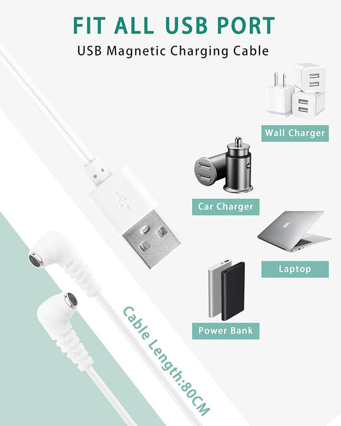 Bicmice Fast Magnetic Charger Cord for Rose and Most Magnetic Massagers DC Charging Cable with 2-Magnet Connector...