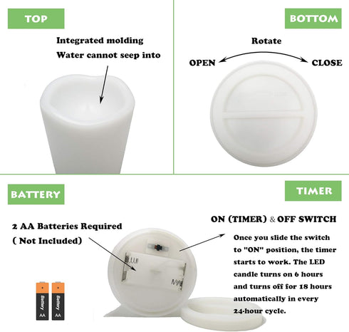 Waterproof Outdoor Flameless Pillar Candles with Timer Battery Operated Electric LED Candle Set for Gift Home Décor Party Wedding Supplies Garden ...