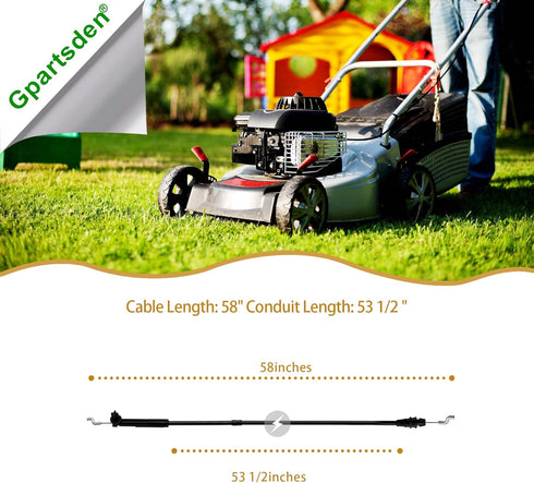 104-8676 Brake Cable 14759 Fits Toro 22" Recycler Lawn Mower 20013 20017 2002-09 Cable Length 58"...