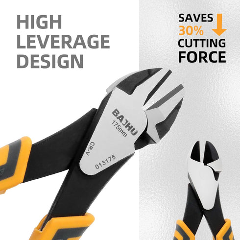 Diagonal Cutting Pliers, 7 Inch Premium CR-V Steel Wire Cutters, Heavy Duty Side Cutting Pliers, PVC Handle Comfort Grip...