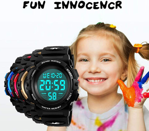 Kids Digital Sports Watch for Boys Girls, Boy Waterproof Casual Electronic Analog Quartz 7 Colorful Led Watches with Alarm Stopwatch Silicone Band...