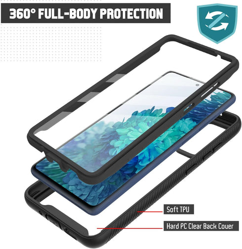 KIOMY Clear case for Samsung Galaxy S20 FE 5G Hybrid Hard PC Back with Soft TPU Shockproof Bumper Protection Cover 2 in 1 Dual Layer Design with B...