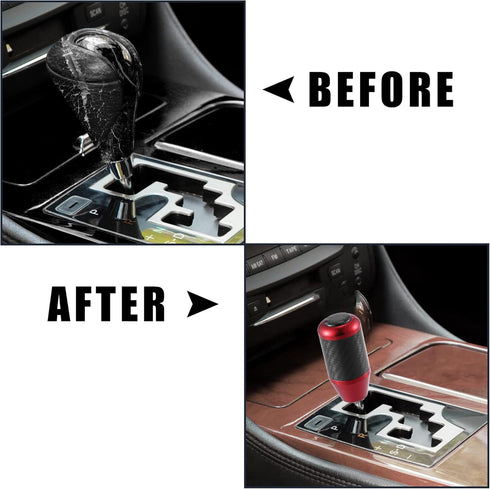 X AUTOHAUX Automatic Universal Manual Gear Stick Shift Knob Transmission Gear Lever Stick Shifter Handle Carbon Fiber Pattern Red...