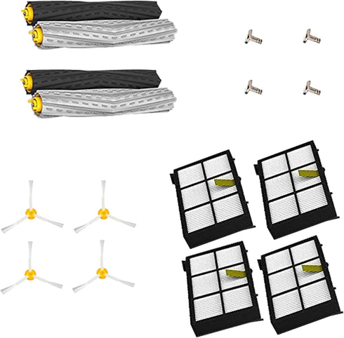 Extractor Roller Side Brushes & Hepa Filters Replenishment Kit Compatible with iRobot Roomba 800 900 Series 805 860 861 870 871 880 890 891 960 98...