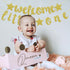 Welcome Little One Glitter Banner, Pre-strung Baby Shower Banner, Gender Reveal Party Decor (Gold)...