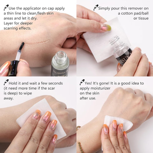 BOBISUKA Rigid Collodion 15ml with Brush & Remover 50ml Makeup Set Professional Scarring Liquid For Special Effects Makeup Kit, Face Body Realisti...